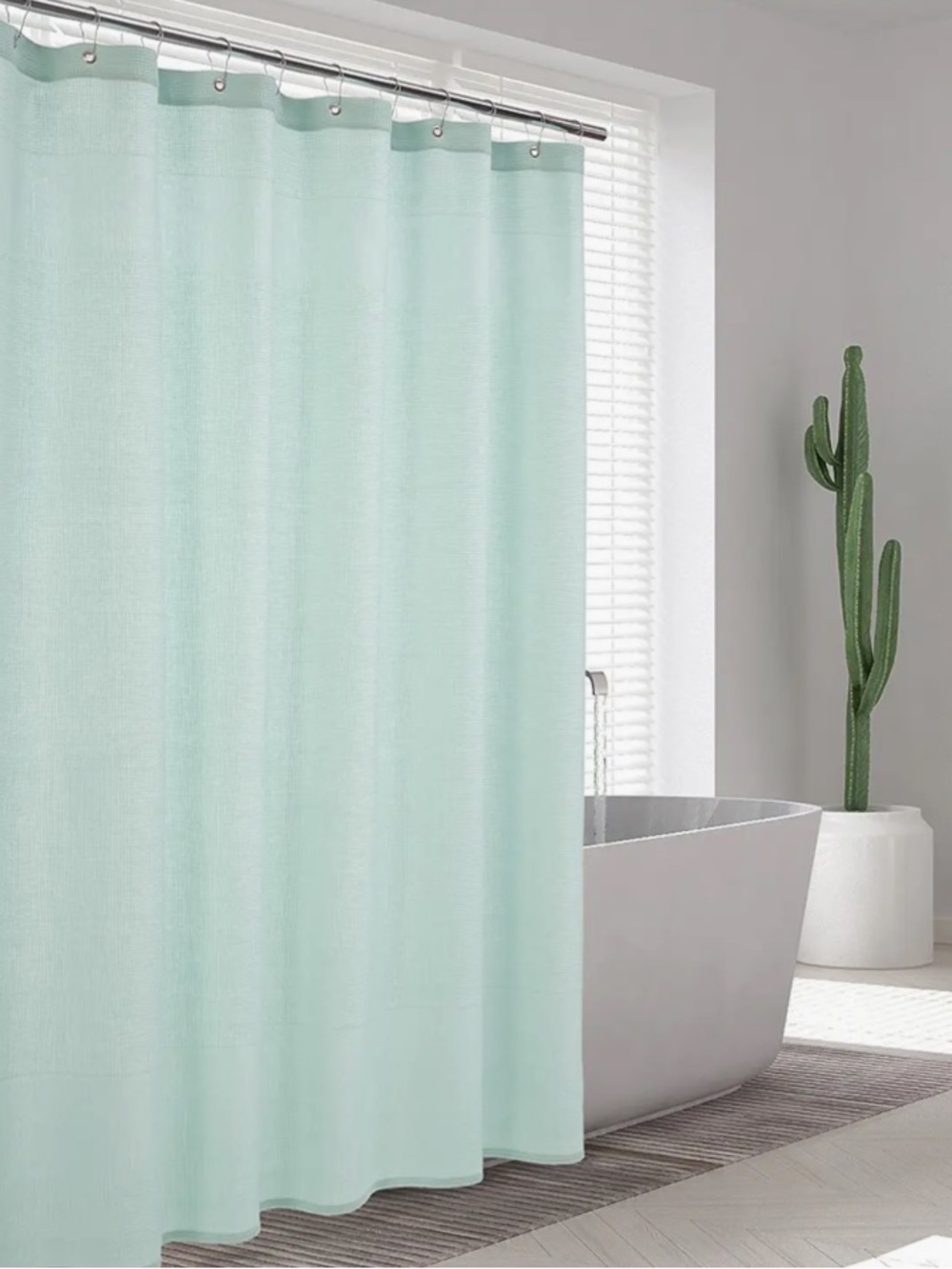 🌻ENCHANTE HOME Ria Turkish Cotton Shower Curtain AQUA GREEN 72x72 12 Holes
